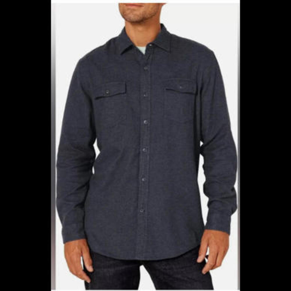 Amazon Men's Regular-Fit Long-Sleeve Two-Pocket XL Black Flannel Shirt NWT